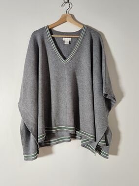 House of Harlow Varsity Stripe Gray Preppy Poncho Cape Sweater